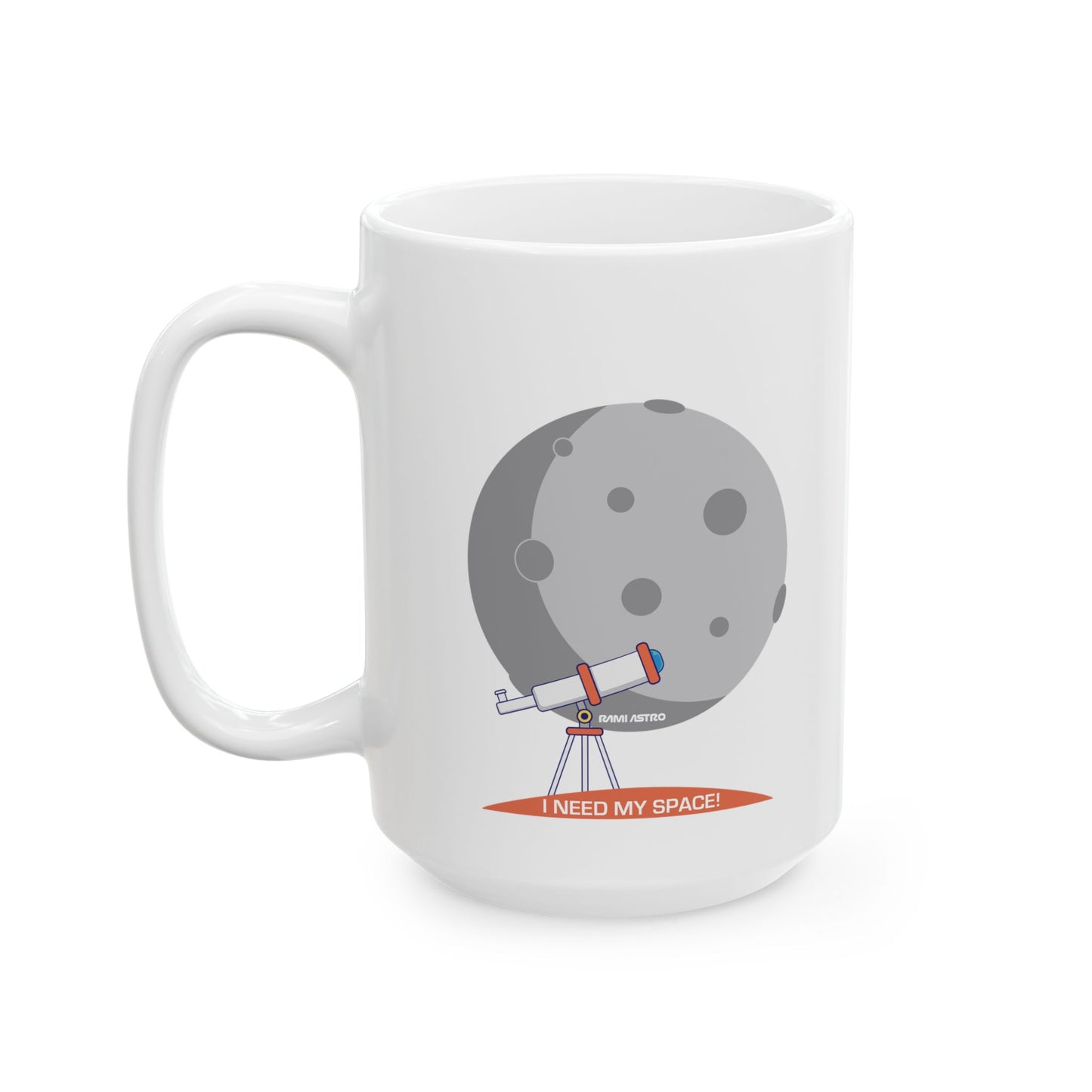 Celestial Views: Moon and Telescope Ceramic Mug, (11oz, 15oz)